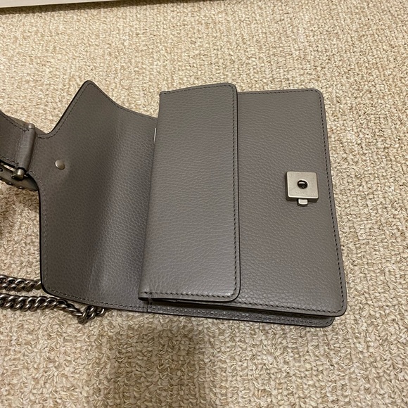 GUCCI Calfskin Dionysus Bag Dusty Grey Authentic Leather Handbag - Picture 8 of 9